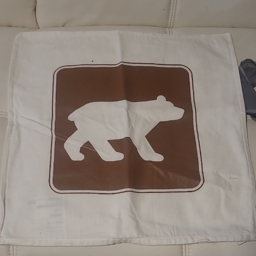 Brown and White Bear Print Pillow Cover